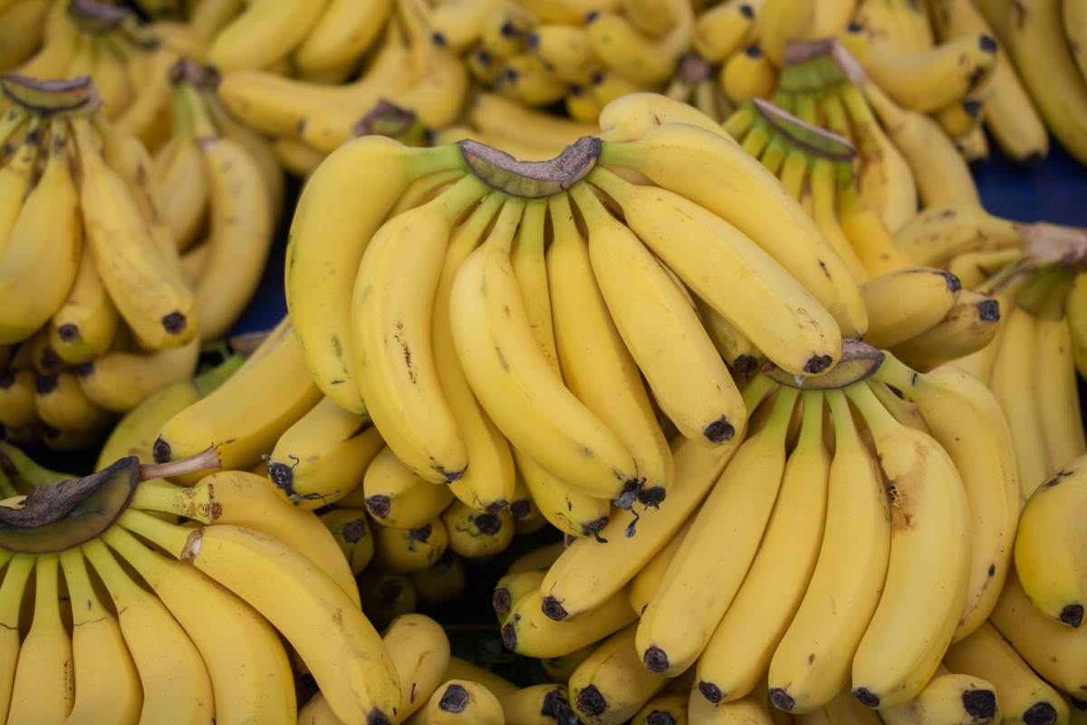 Bunch of Yellow Bananas on Farm Market